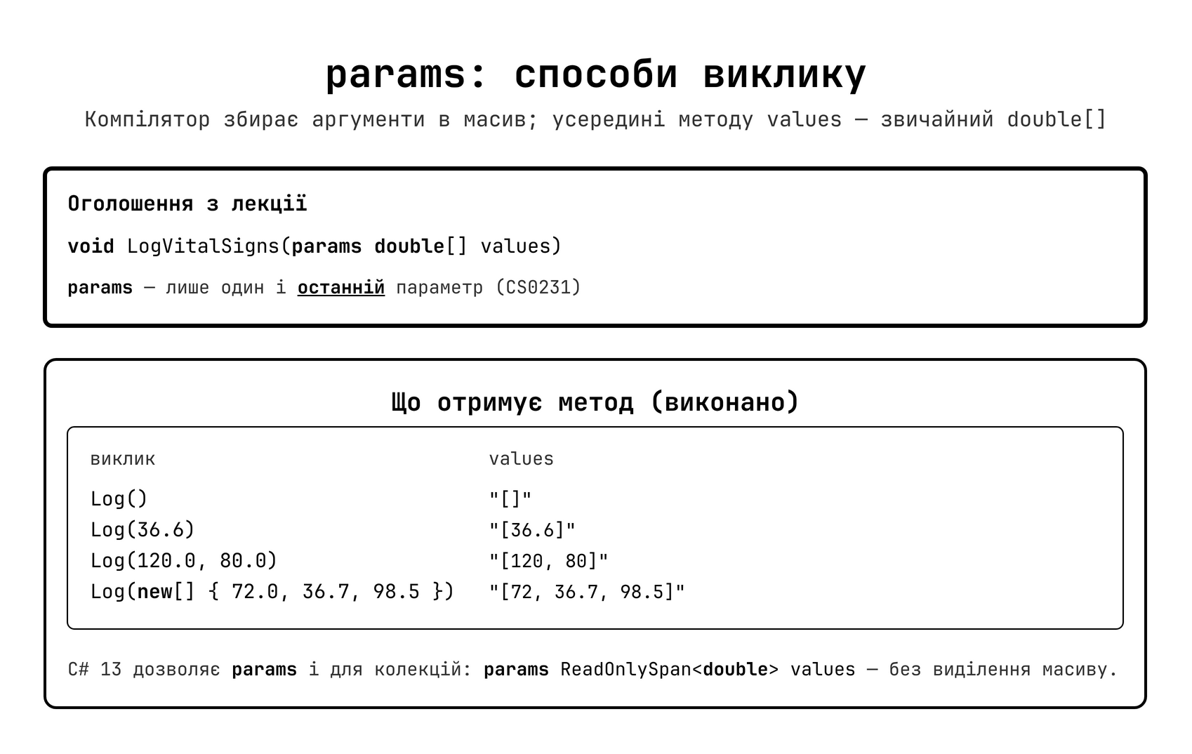 Способи виклику методу з params
