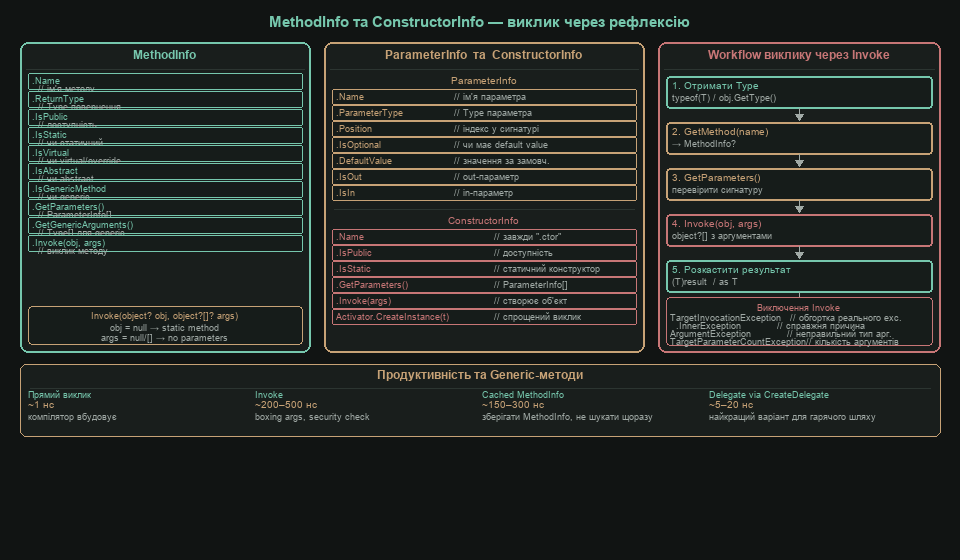 MethodInfo та ConstructorInfo — виклик через рефлексію