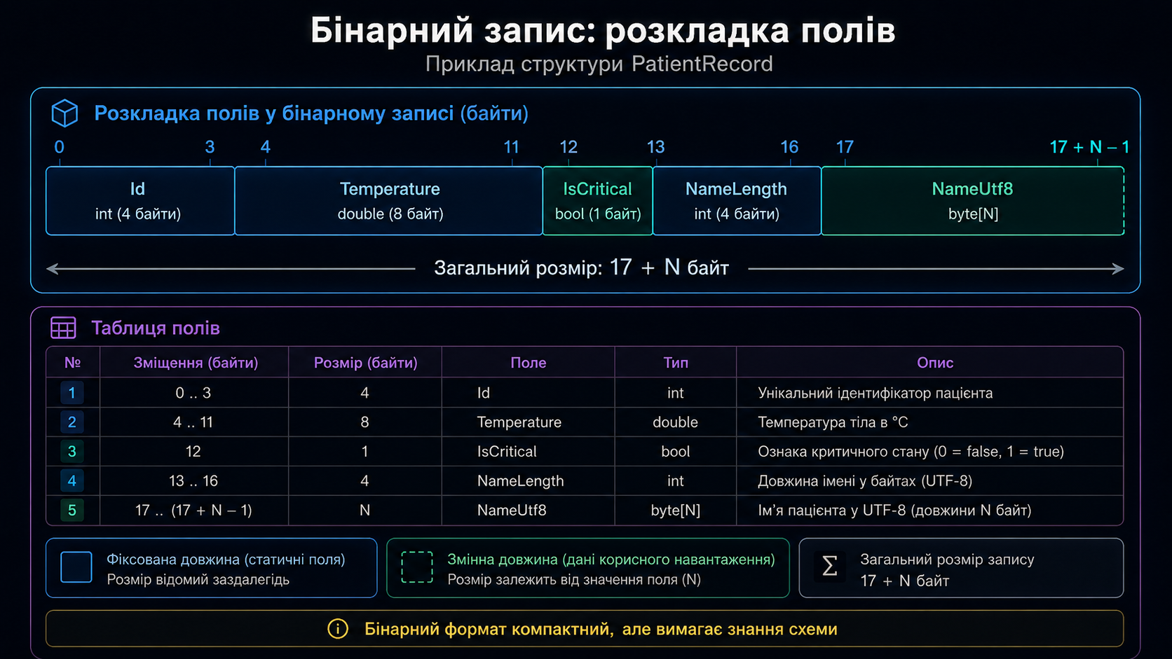 Структура бінарного запису фіксованого розміру